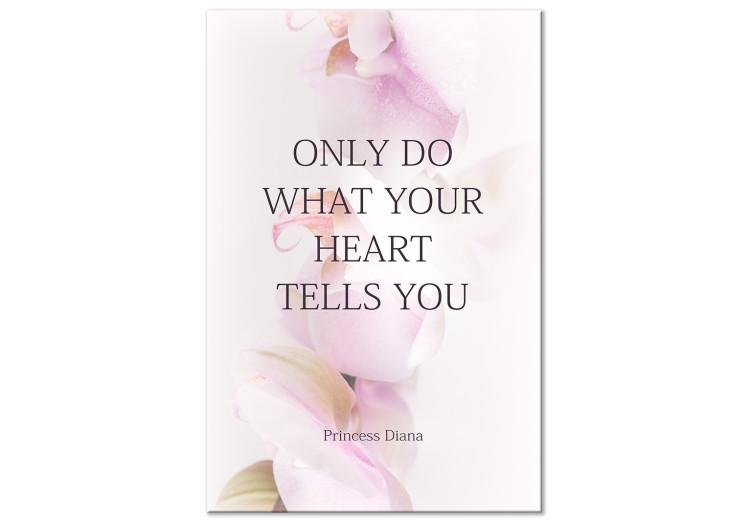 Canvas Print Listen to the heart - motivational quote in english on pink background