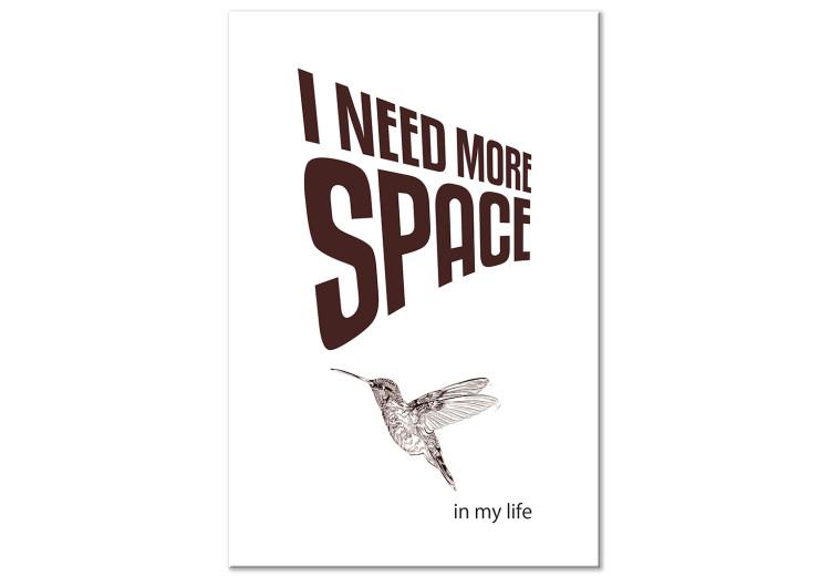 Canvas Print Life space - black inscription in English and graphic bird