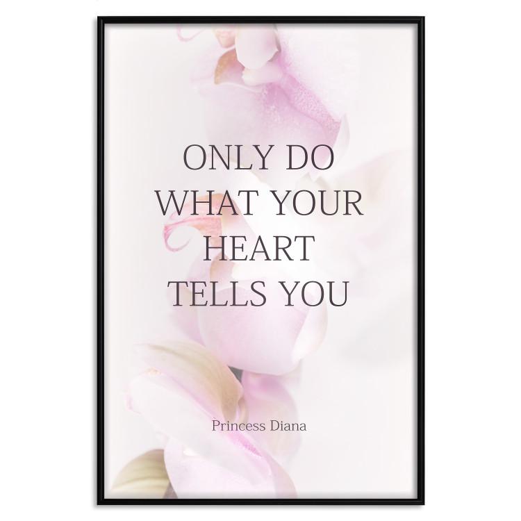 Poster Do What Your Heart Tells - English quote on a background of pink flowers