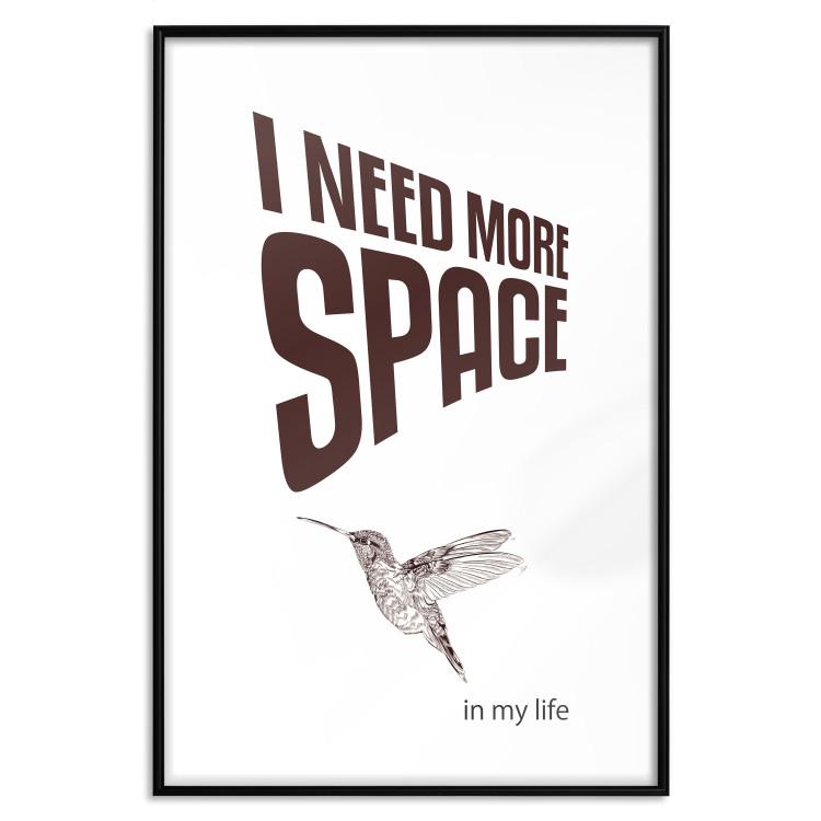 Poster I Need More Space - English text with a bird motif on a white background