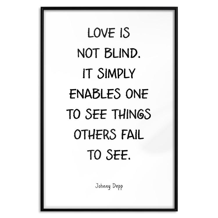 Poster Love Is Not Blind - black English texts on a white background
