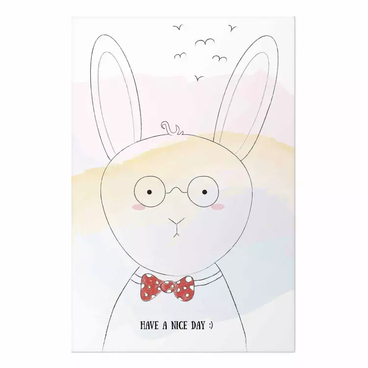 Greetings from Rabbit - animal with glasses and English texts