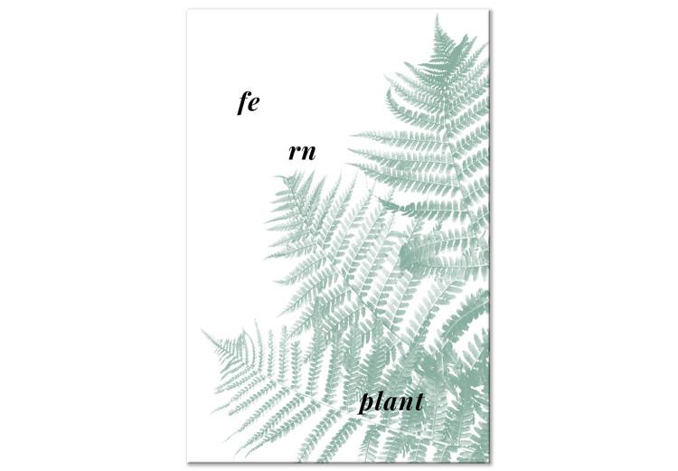 Canvas Print Fern leaves with inscription - green graphics with black inscription