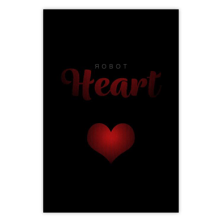 Poster Robot Heart - English texts with a red heart on a black background
