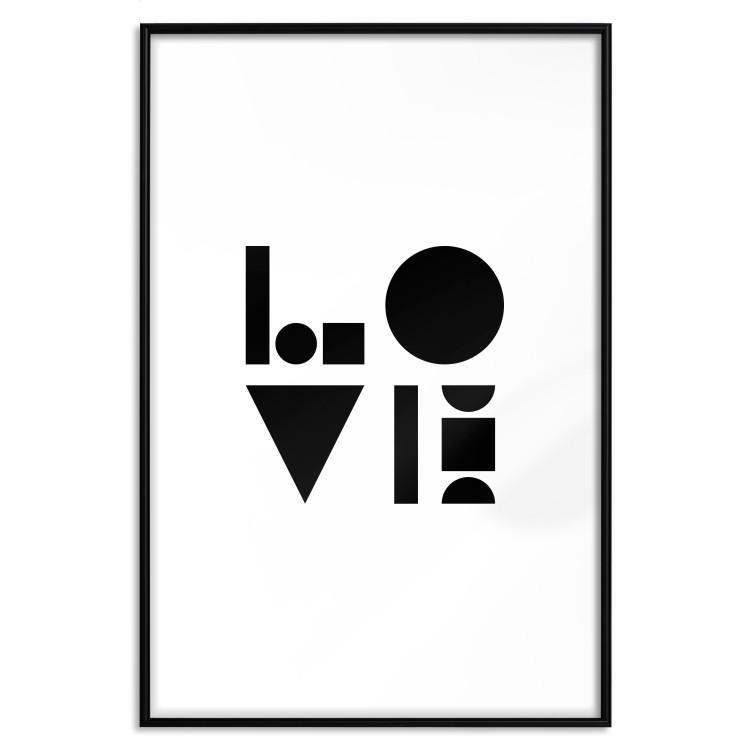 Poster Black, White and Love - abstract text with geometric figures