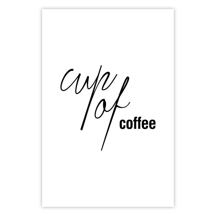 Poster Cup of Coffee - artistic black English text on a white background