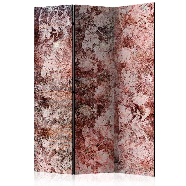Room Divider Coral Bouquet - texture of flowers and ornaments on a red background