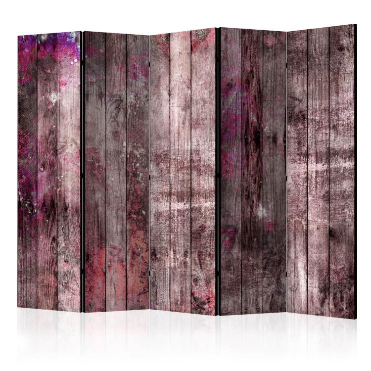 Room Divider Breath of Spring II - wooden planks texture with a purple accent