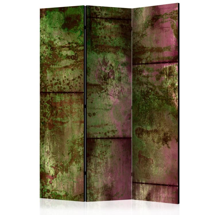 Room Divider Living Wall - texture of brown bricks covered with rust and green moss