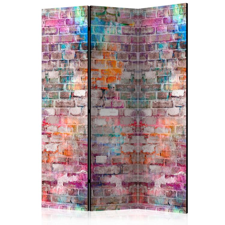 Room Divider Chromatic Wall - texture of gray bricks with a colorful hue