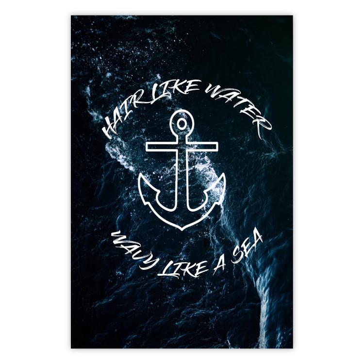 Poster Hair like Water, Wavy like a Sea - English text on a sea background