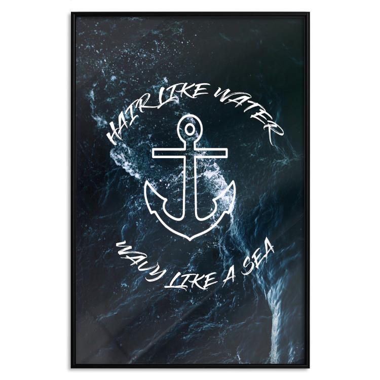Poster Hair like Water, Wavy like a Sea - English text on a sea background