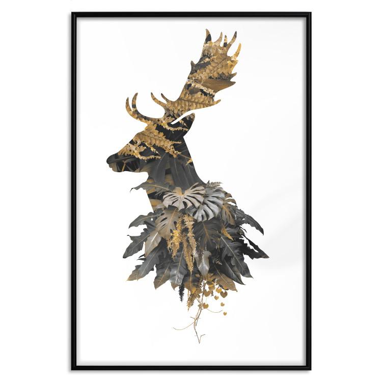 Poster Forest Deer - abstract animal portrait in a leaf and forest motif
