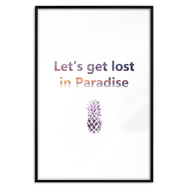 Poster Let's Get Lost in Paradise - colorful English text with a pineapple