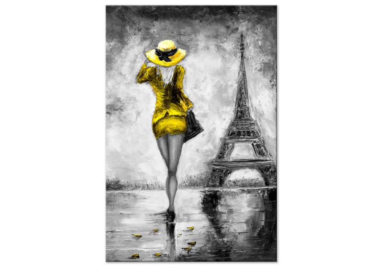 Canvas Print Parisian Woman (1 Part) Vertical Yellow