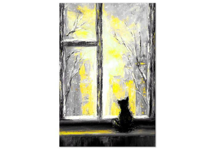 Canvas Print Longing Kitty (1 Part) Vertical Yellow