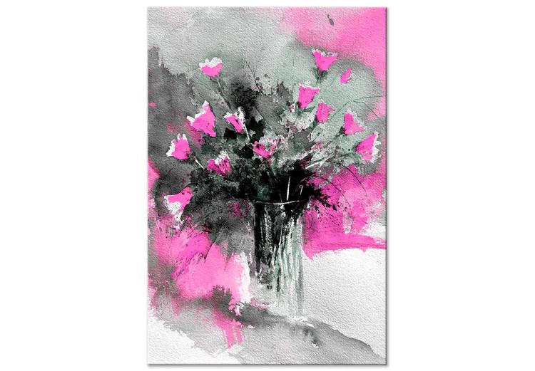 Canvas Print Bouquet of flowers in a vase - flowers motif in grey and pink colours