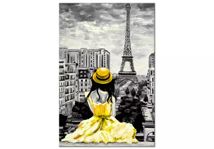 Canvas Print Paris Colour (1 Part) Vertical Yellow