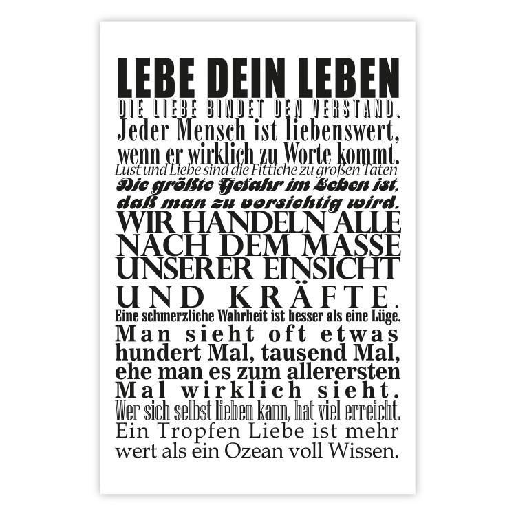 Poster Lebe dein Leben - black German text in the form of a quote