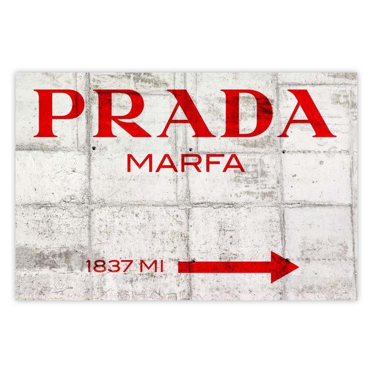 Poster Concrete Prada - red English text on a concrete tile texture