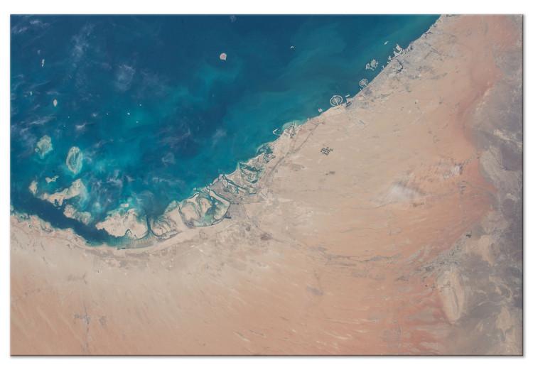 Canvas Print Dubai satellite photo - photography with the desert and the Arab city