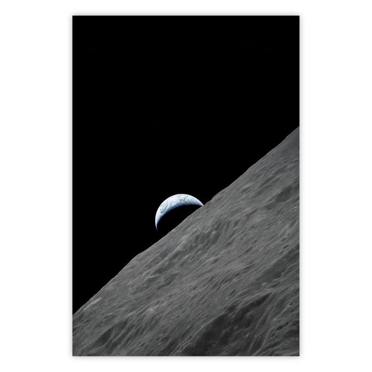 Poster Lonely Planet - moon texture with a view of a partial planet