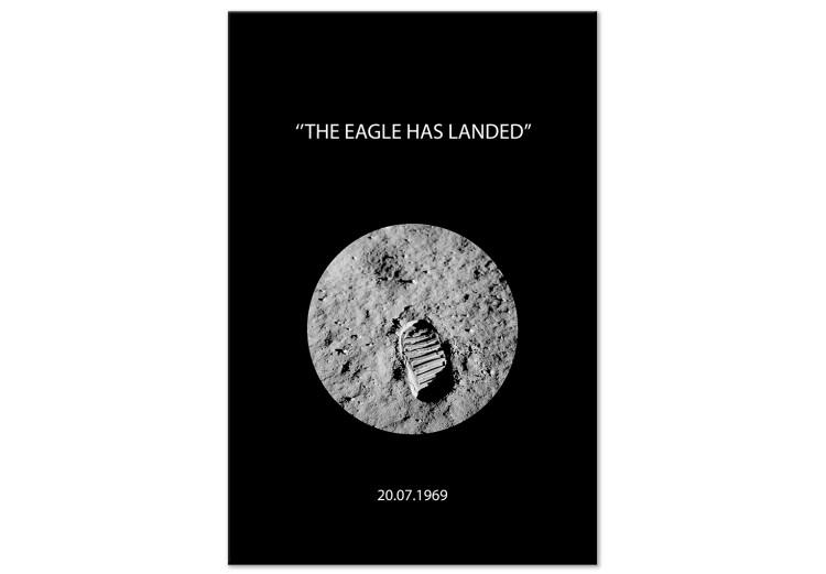 Canvas Print Shoe print on the moon - photo from the moon with English inscription