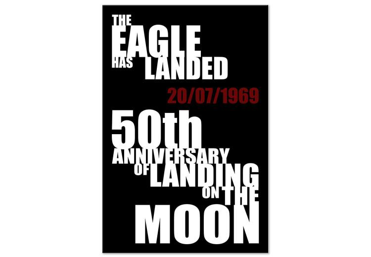 Canvas Print First Moon landing - black and white typography in English