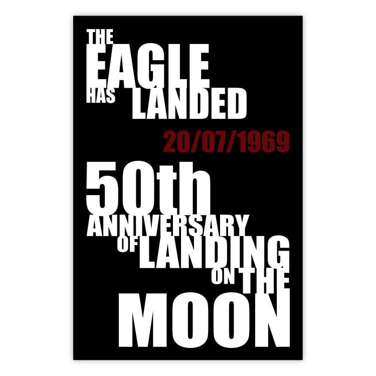 Poster Moon Landing - black and white English text with red date