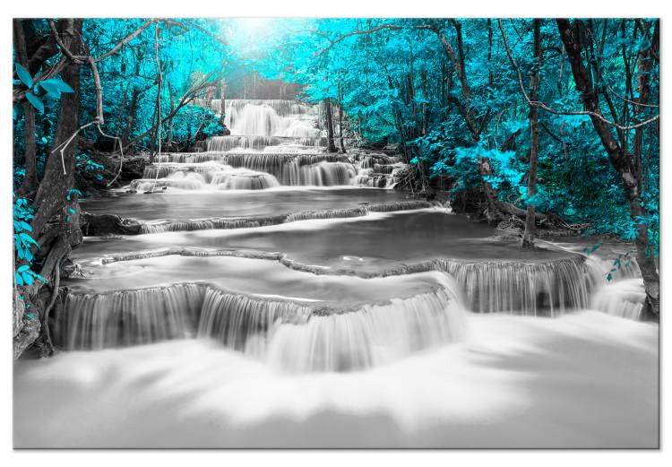 Canvas Print Cascade of Thoughts (1 Part) Wide Turquoise