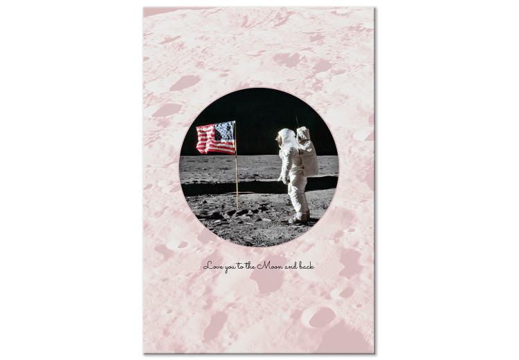 Canvas Print Astronaut on the moon - composition of a photo and the English caption