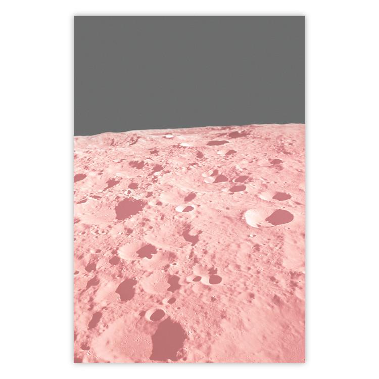 Poster Pink Moon - moon texture on a solid gray background