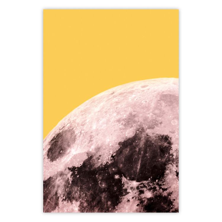 Poster Sunny Moon - moon texture on contrasting yellow background