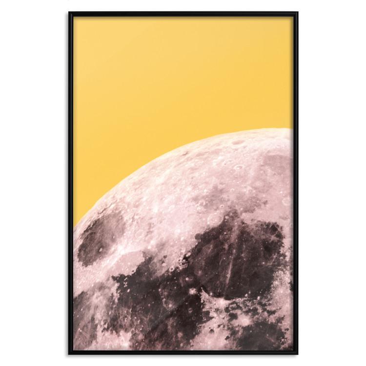 Poster Sunny Moon - moon texture on contrasting yellow background