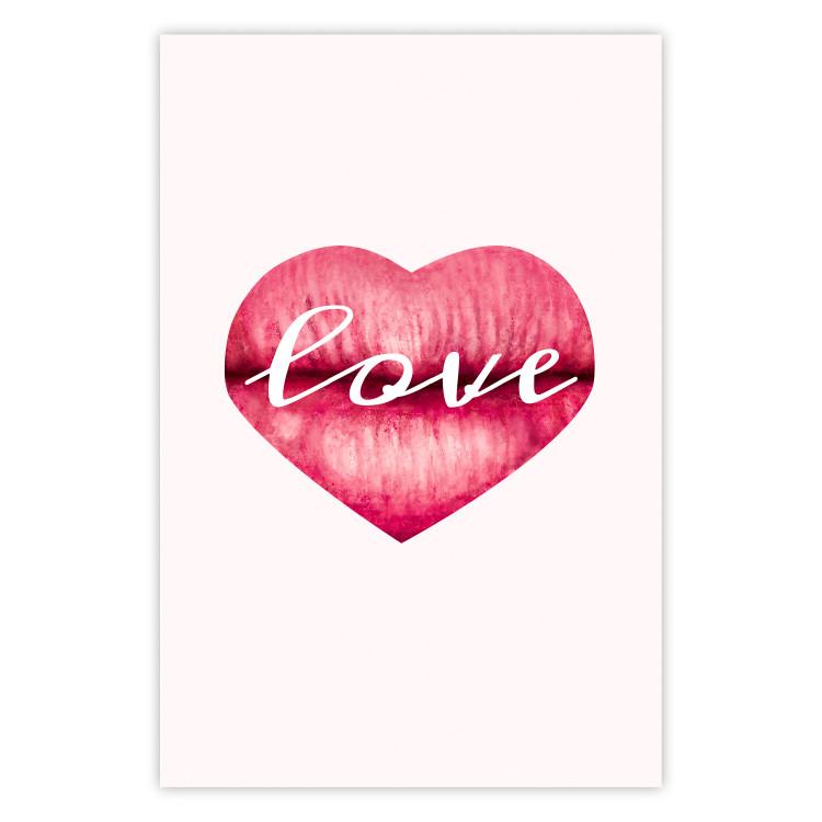 Poster Love Lips - English text "kiss" on heart-shaped lips
