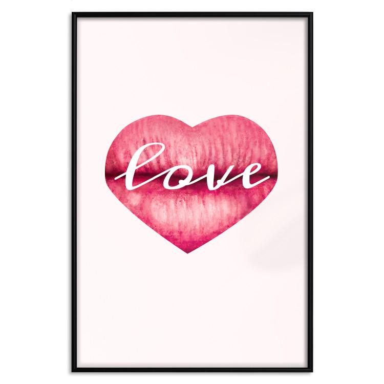 Poster Love Lips - English text "kiss" on heart-shaped lips
