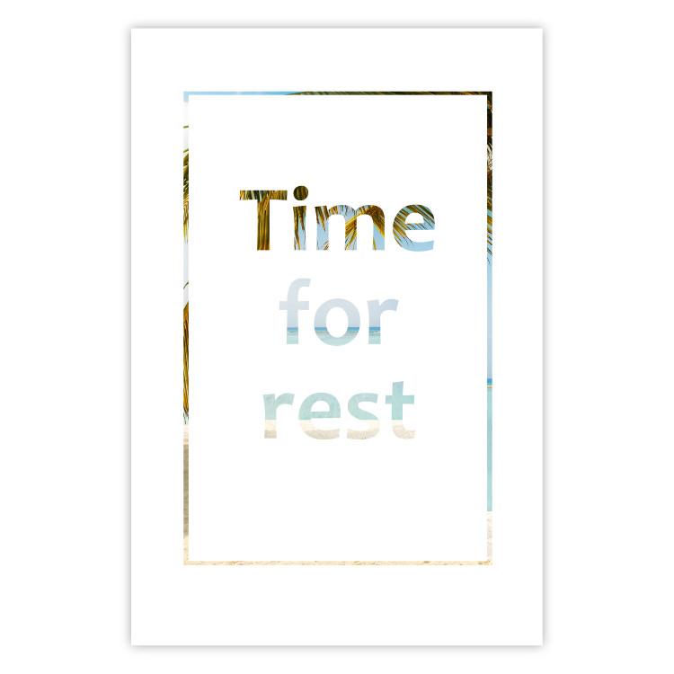 Poster Time for Rest - English text with a glimpse into a tropical landscape