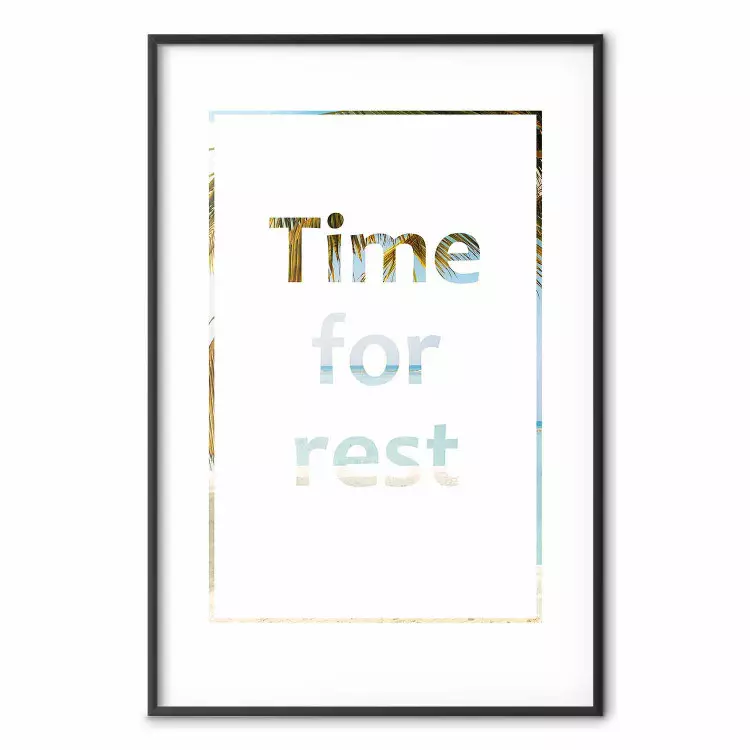 Time for Rest - English text with a glimpse into a tropical landscape