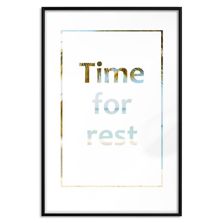 Poster Time for Rest - English text with a glimpse into a tropical landscape