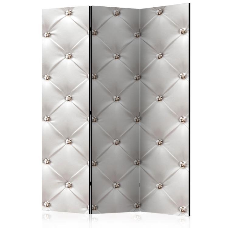 Room Divider White Elegance - white quilted leather texture in shining diamonds
