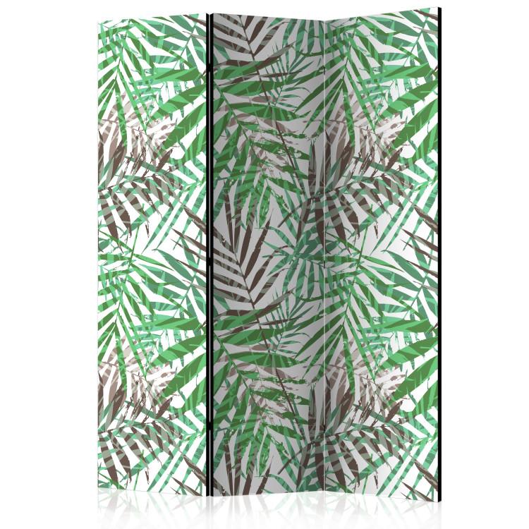 Room Divider Wild Leaves - tropical and colorful foliage motif on a white background
