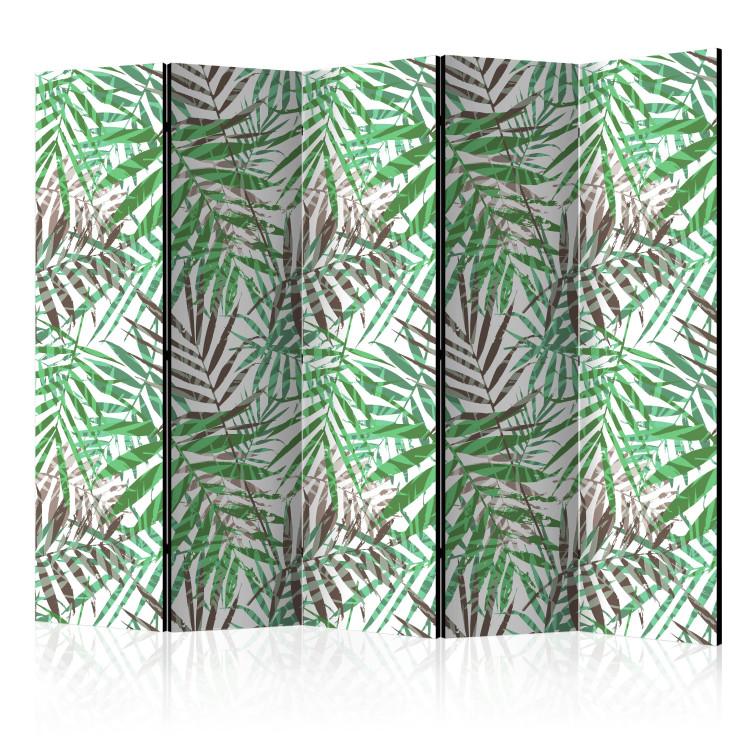 Room Divider Wild Leaves II - tropical and colorful foliage motif on a white background