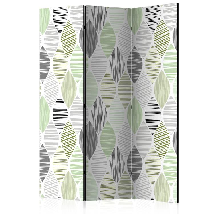 Room Divider Green Tears - texture of geometric figures in abstract stripes