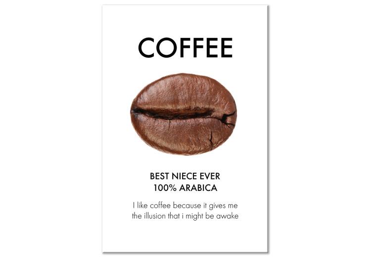 Canvas Print Coffee power - motif with grain and quote on a white background
