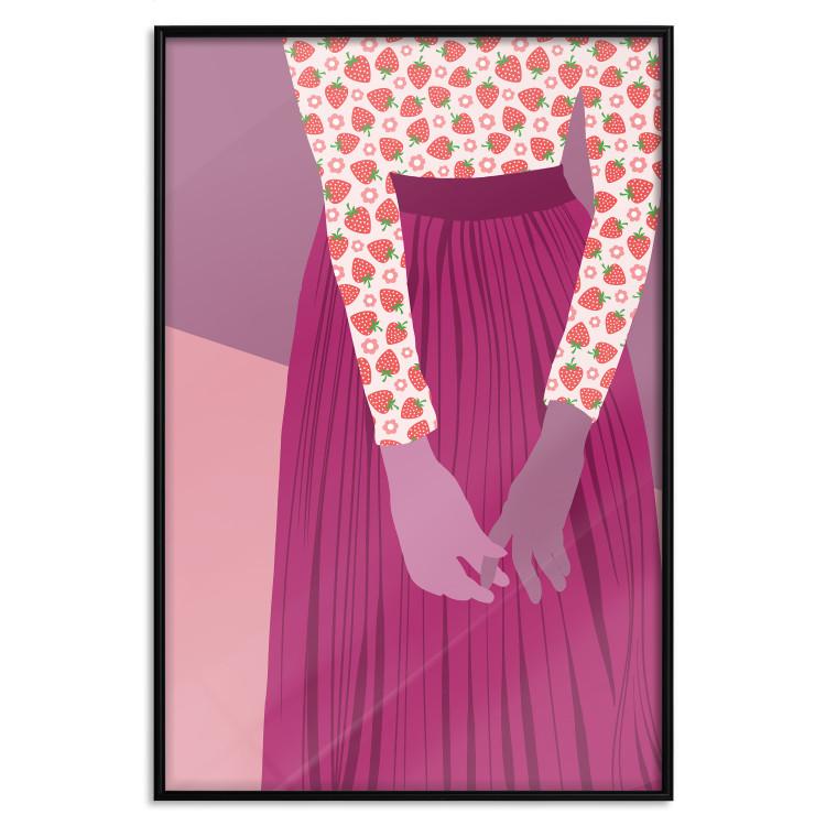 Poster Strawberry Lady - fruits on a female silhouette in pastel colors