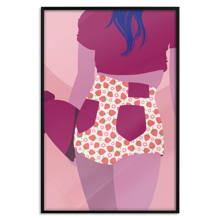 Poster Strawberry Shorts - woman's silhouette with fruits in pastel shade
