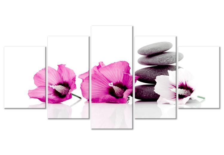 Canvas Print Calm Mallow (5 Parts) Wide Pink