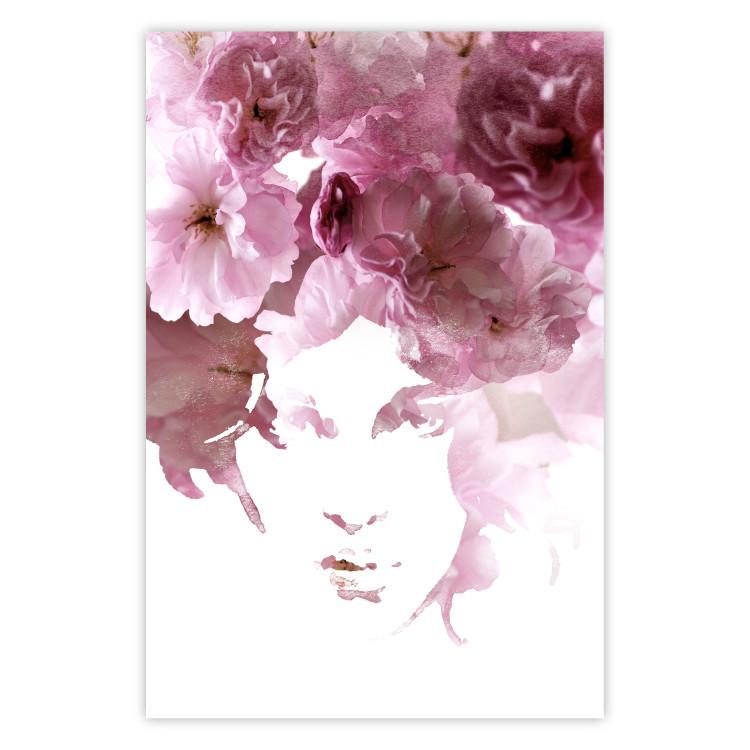 Poster Floral Gaze - whimsical portrait of a face created from flowers