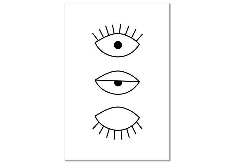 Canvas Print Blink - minimalist, black graphics with eyes on a white background