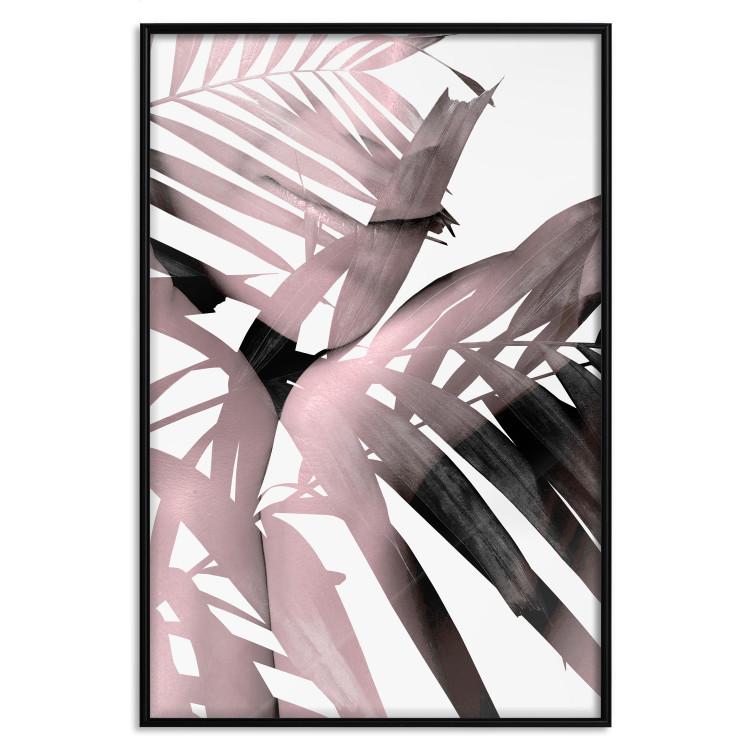 Poster Sensual Words - brown palm leaves with bright highlights on white background